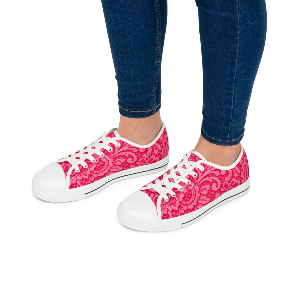 Pink Lace Low-Top Sneakers