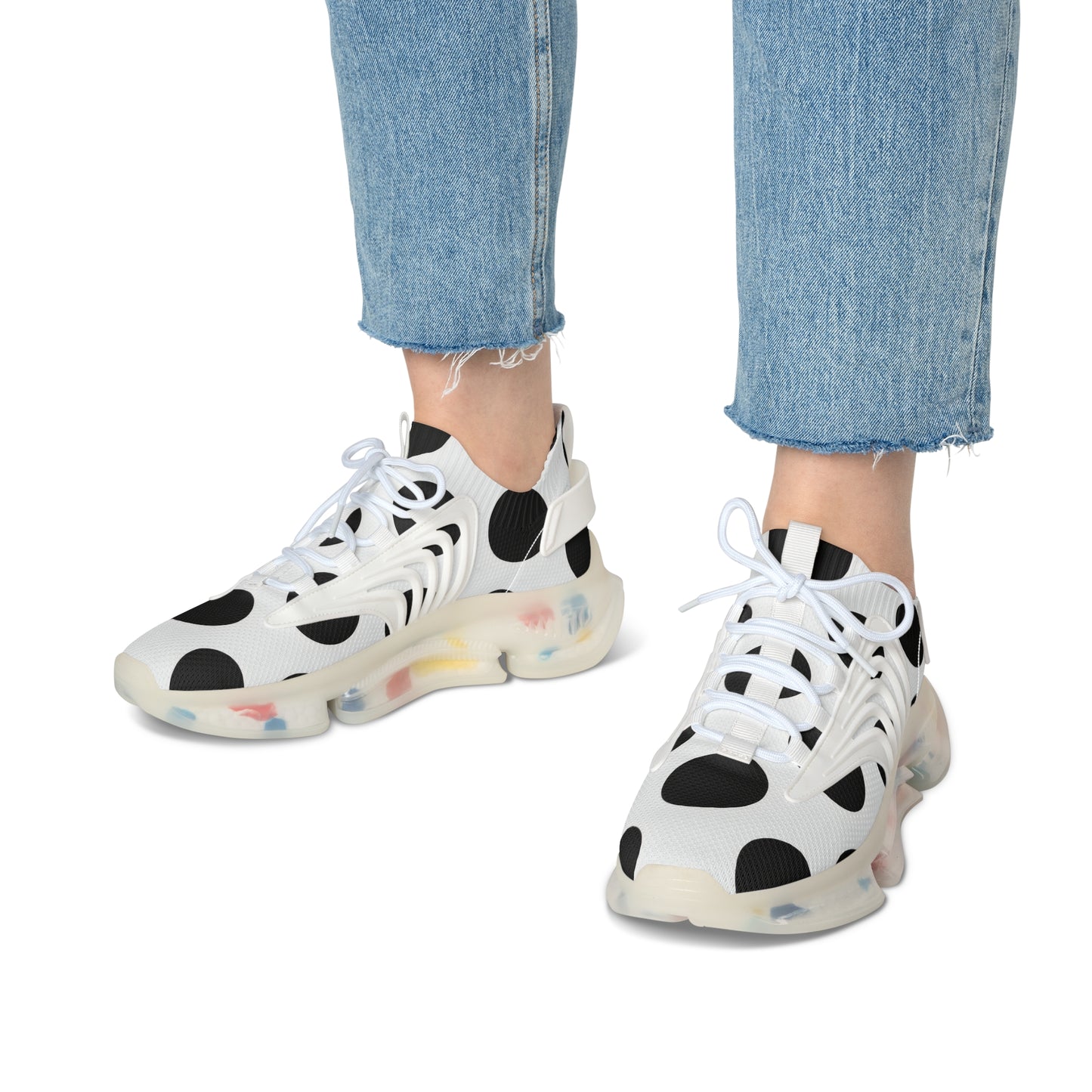 Women’s Polka Dot Mesh Sneakers — Lightweight Breathable Athletic Shoes