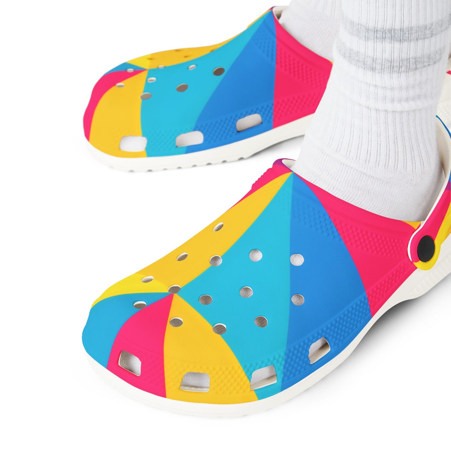 Colorful Geometric EVA Foam Clogs — Bright Patterned Slip-On Shoes