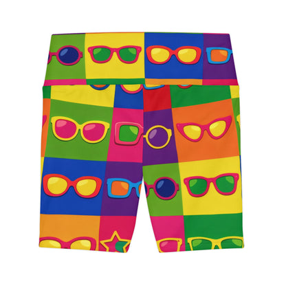 Colorful Sunglasses Pattern Women's Workout Shorts – Retro Pop Art Activewear