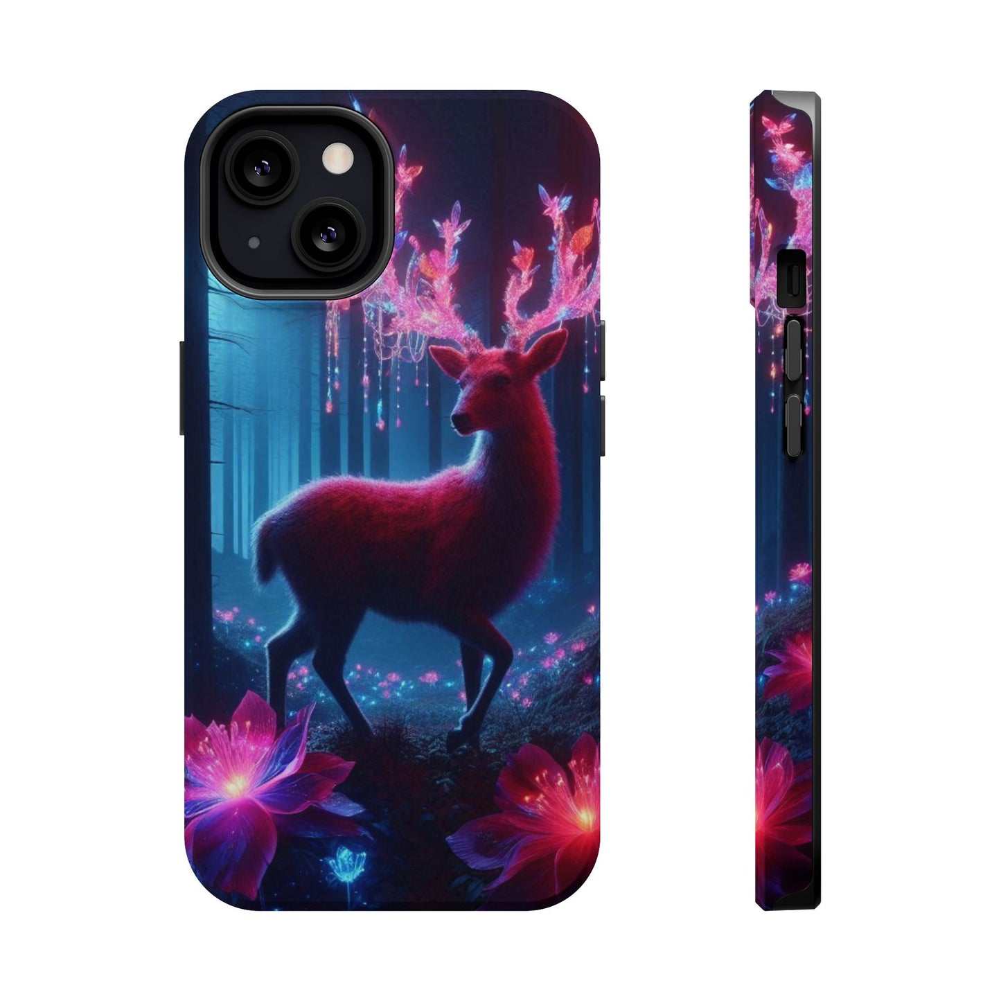 Magnetic Impact-Resistant Phone Case — Neon Fantasy Deer Forest Design