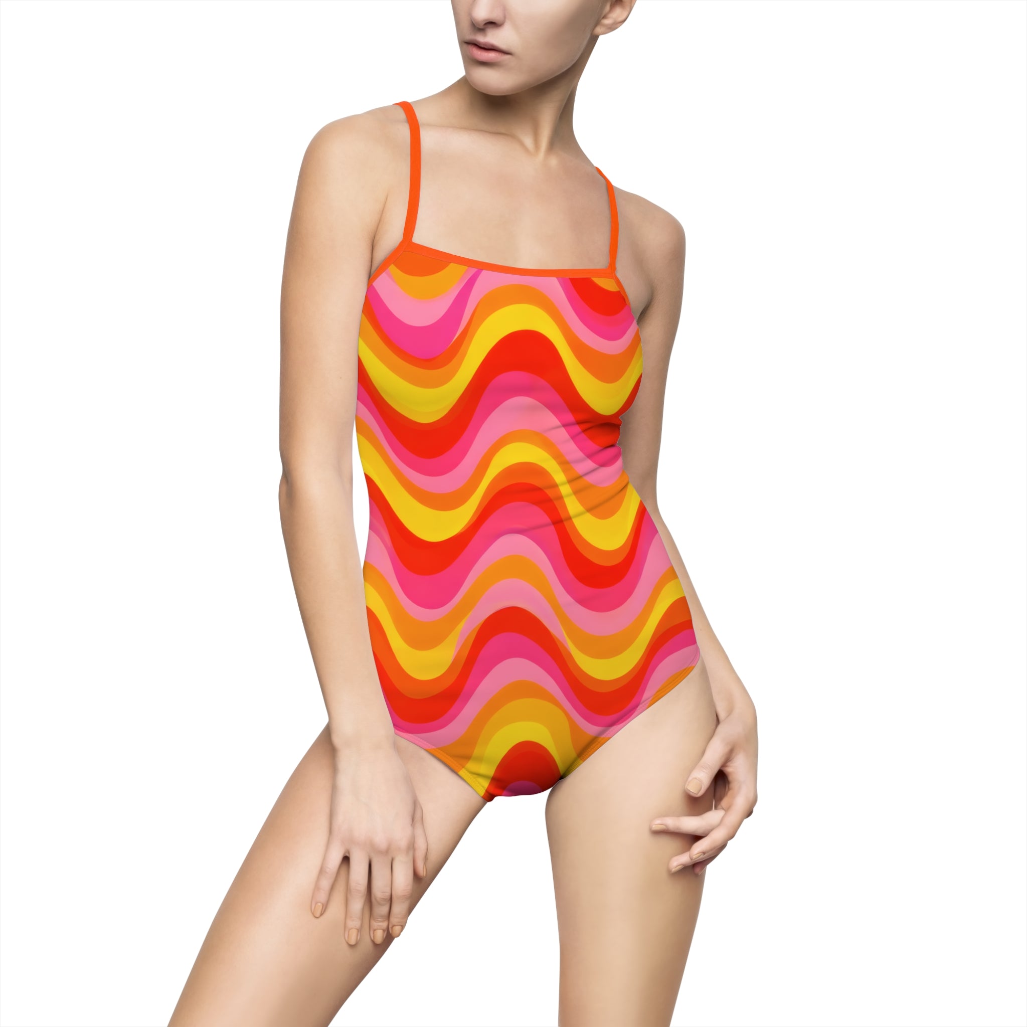 Retro Wavy Stripe One-Piece