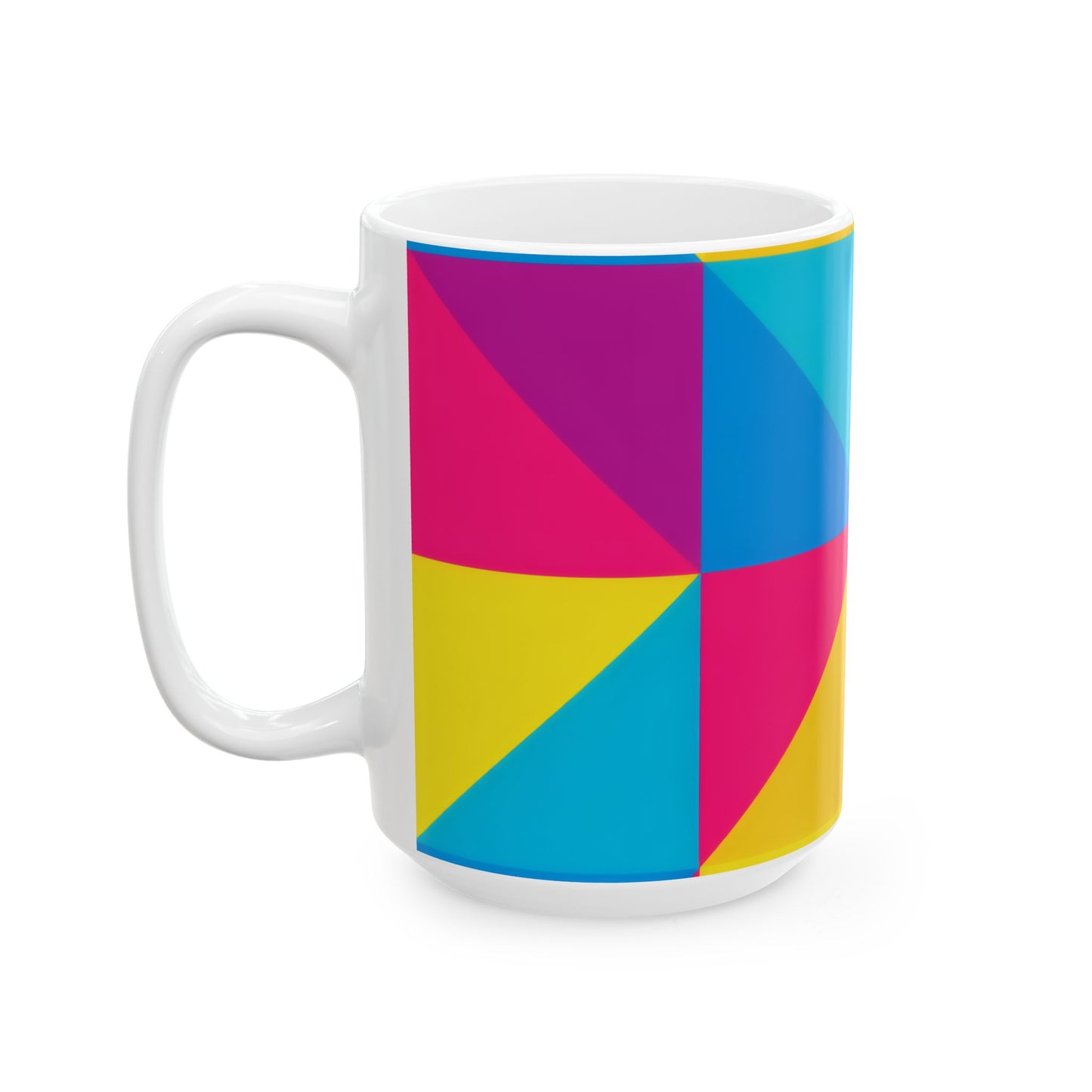Colorblock Pinwheel Ceramic Mug | Bold Geometric Coffee Cup (11oz, 15oz)