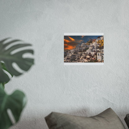 Santorini Sunset Dreams Satin  Poster