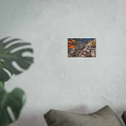 Santorini Sunset Dreams Satin  Poster