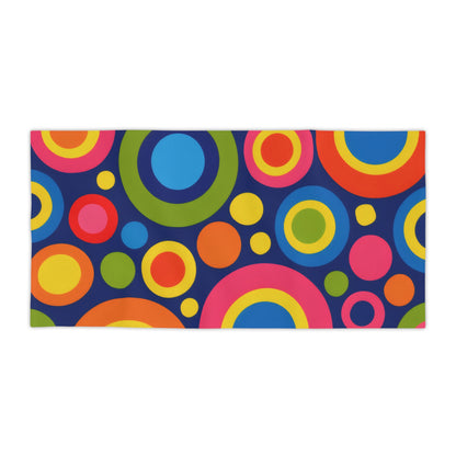 Retro Rainbow Circle Beach Towel — Colorful 60s-Inspired Pattern
