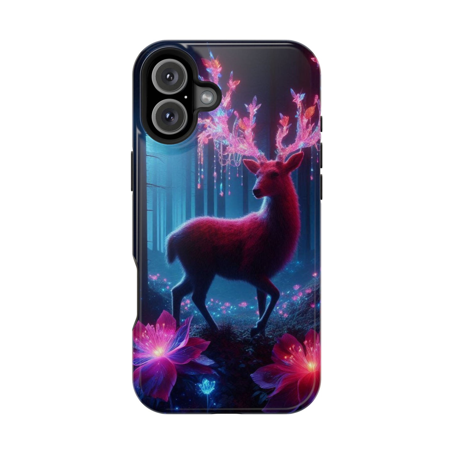 Magnetic Impact-Resistant Phone Case — Neon Fantasy Deer Forest Design