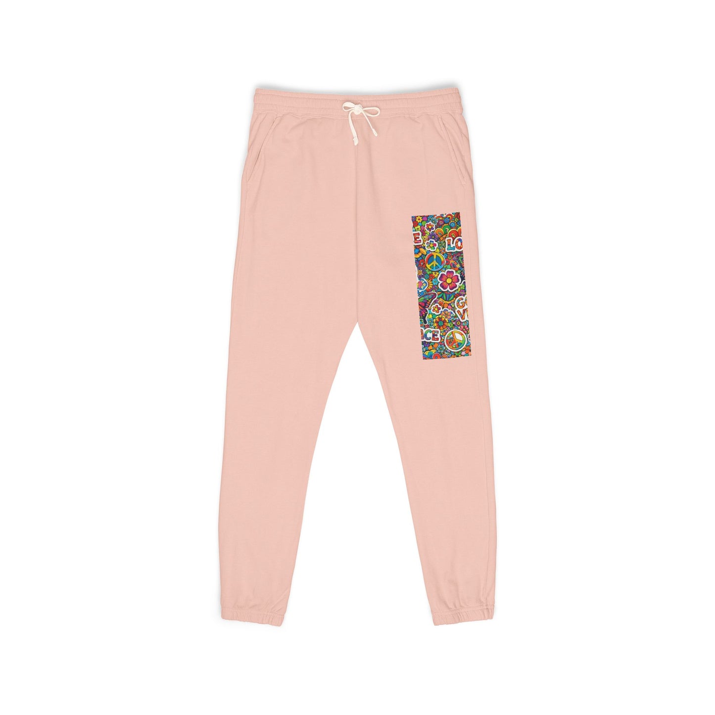 Hippie Peace Love Floral Print Men's Joggers