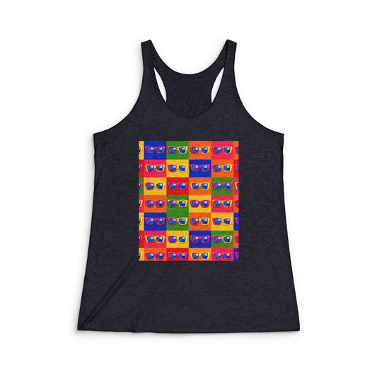 Retro Cassette Tape Pattern Women's Racerback Tank — Vintage 80s Music Graphic Tank Top
