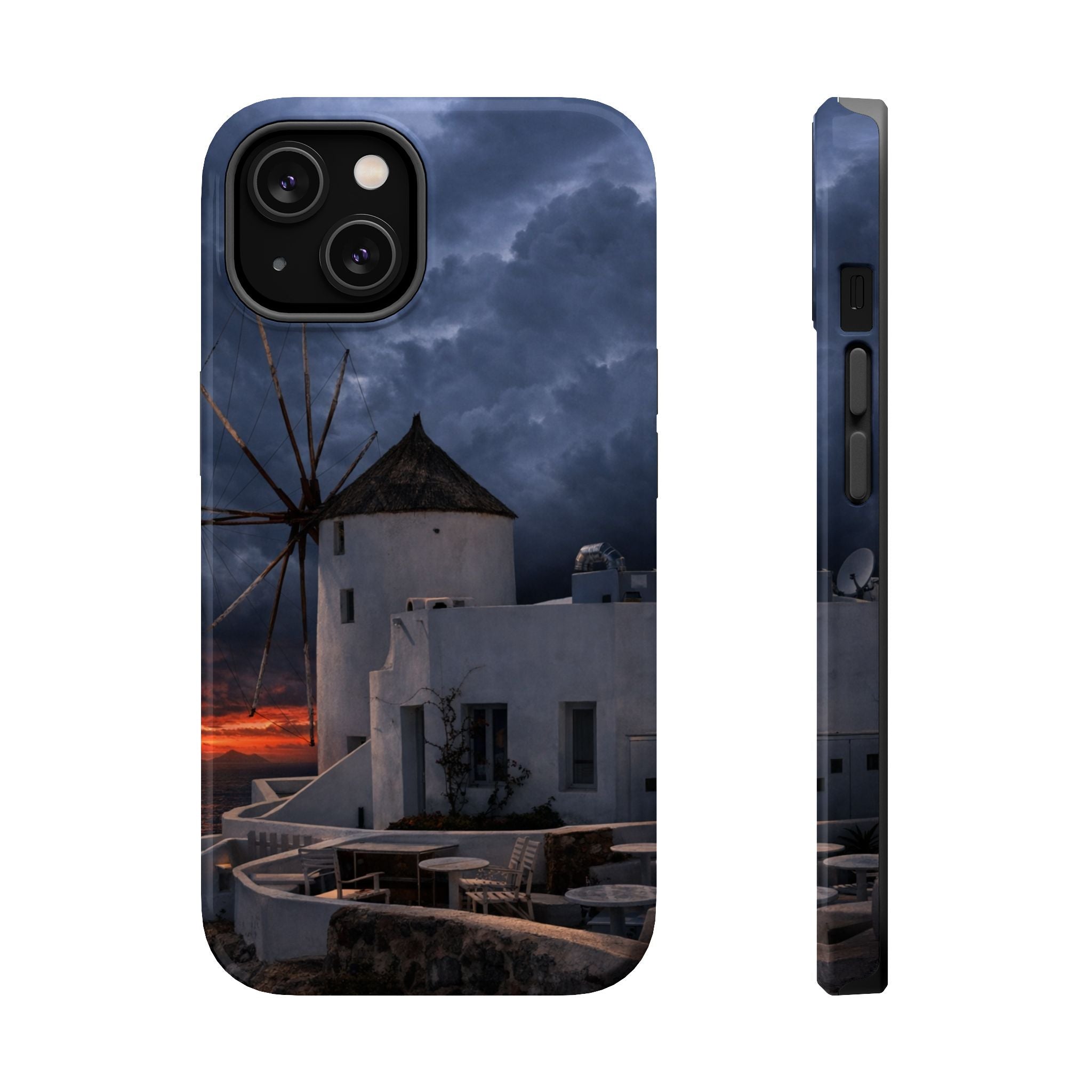 Santorini Windmill Sunset phone case | Magnetic impact-resistant case Greek Island Travel Gift