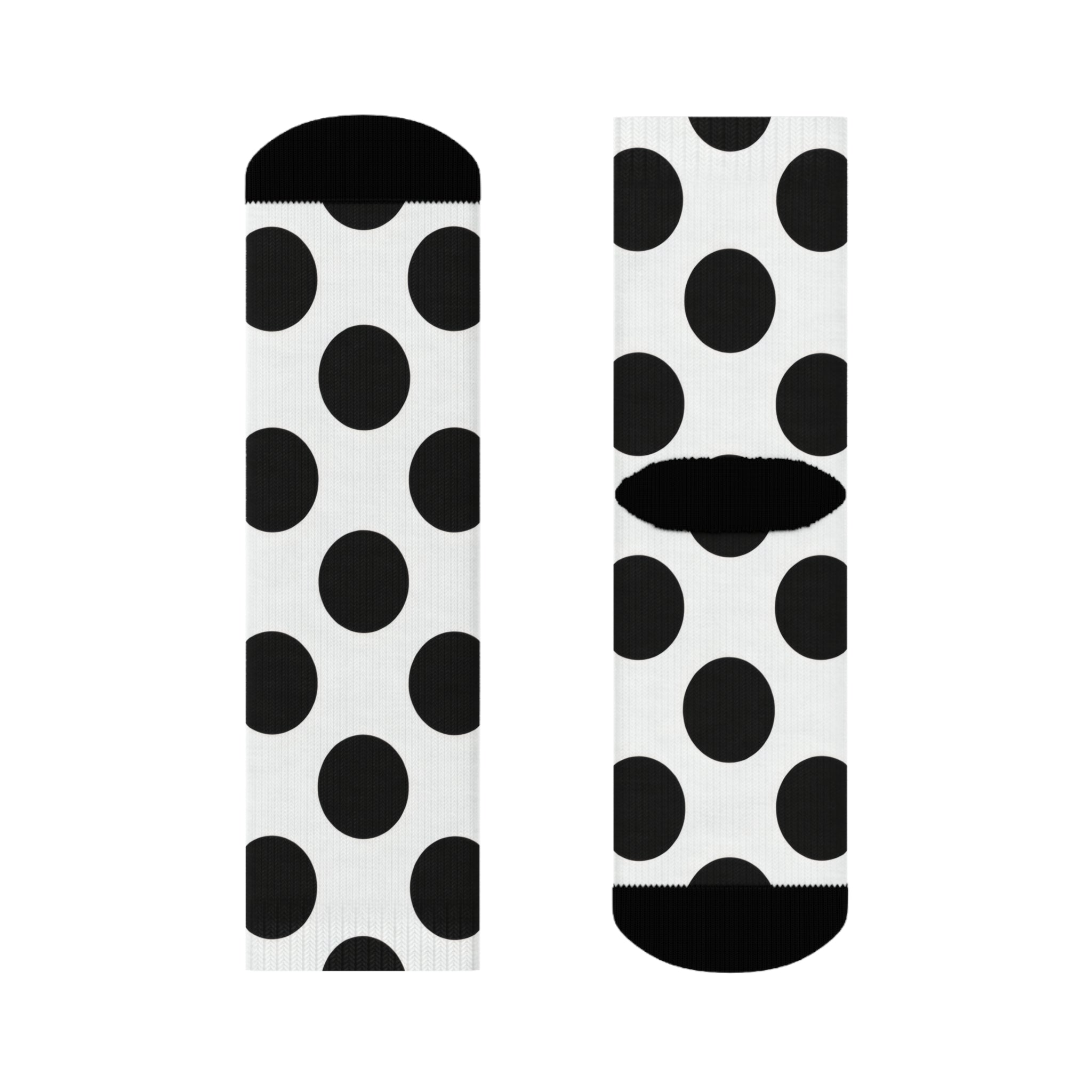 Black Polka Dot Crew Socks - Classic Monochrome Fashion Socks