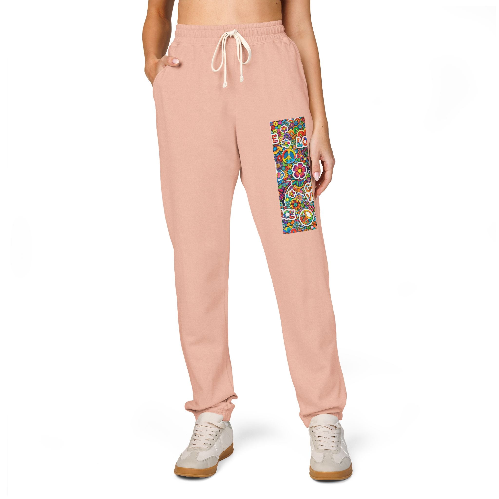 Floral Mosaic Joggers — Colorful Patch Graphic Sweatpants