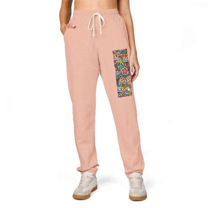 Hippie Peace Love Floral Print Men's Joggers