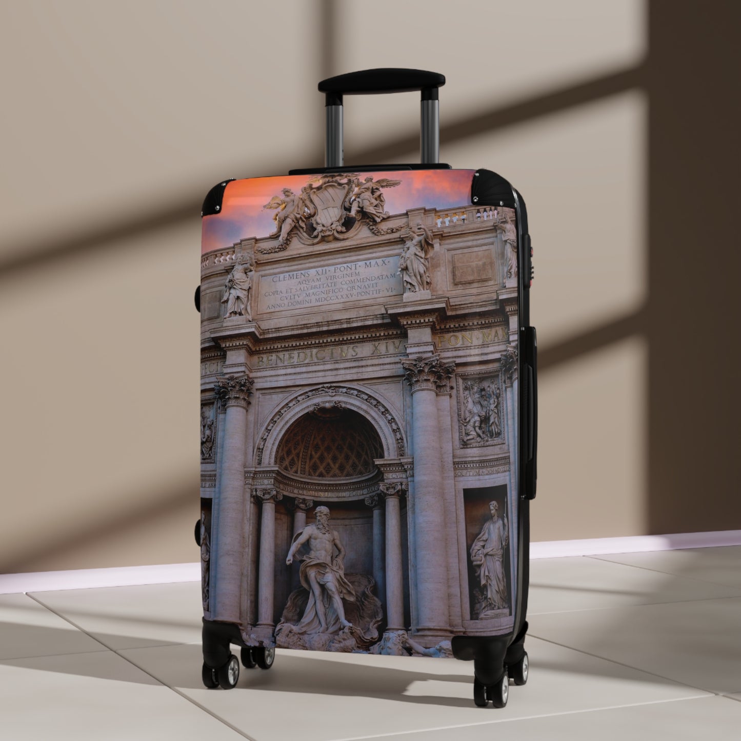 Trevi Fountain Illustration Suitcase | Rome Travel Landmark Luggage