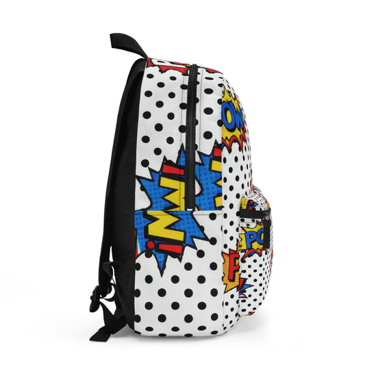 Comic Pop Art Backpack — "Pow!" "Wow!" Retro Graphic School Bag