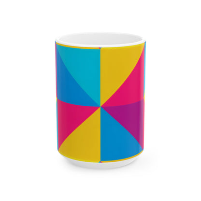 Colorblock Pinwheel Ceramic Mug | Bold Geometric Coffee Cup (11oz, 15oz)