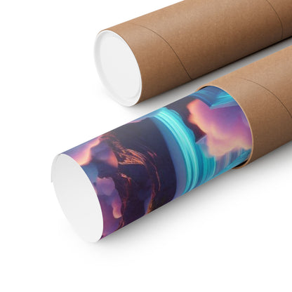 Dreamy Sunset Cloud City Matte Poster — Vertical Wall Art