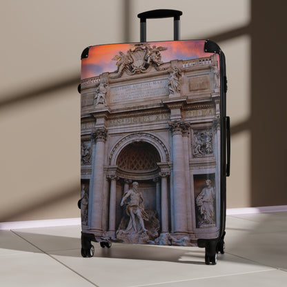 Trevi Fountain Illustration Suitcase — Rome Travel Landmark Luggage