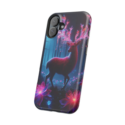 Magnetic Impact-Resistant Phone Case — Neon Fantasy Deer Forest Design