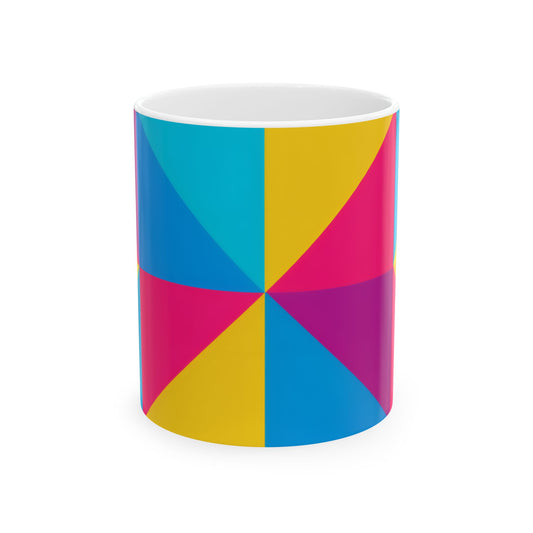 Colorblock Pinwheel Ceramic Mug | Bold Geometric Coffee Cup (11oz, 15oz)