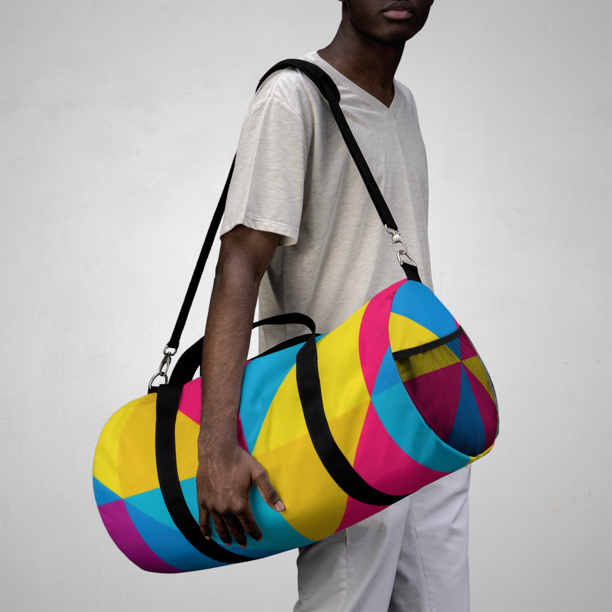 Geometric Colorblock Duffel Bag