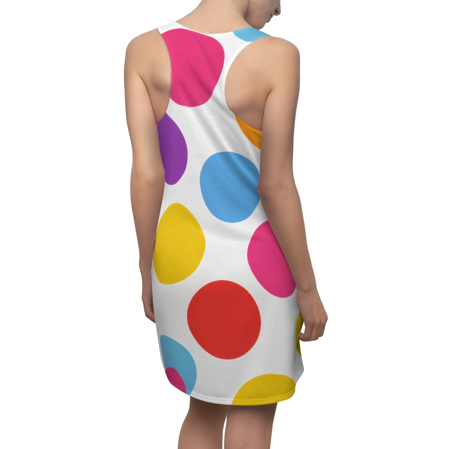 Colorful Polka Dot Racerback Dress — Bright All-Over Print