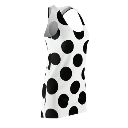 Polka Dot Racerback Dress – Black & White AOP Sleeveless Dress