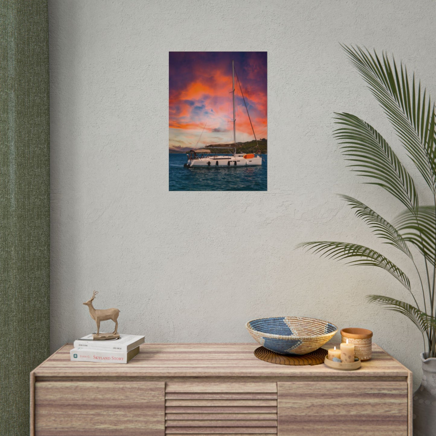 Sailboat Sunset Rolled Poster | Nautical Wall Art, Marina Sunset Print
