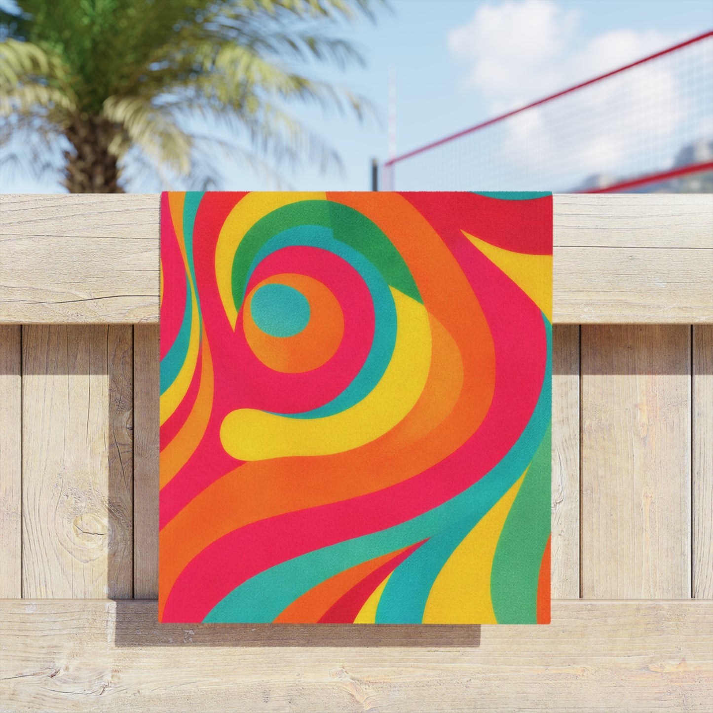 Psychedelic Swirl Beach Towel — Retro Rainbow Pool & Summer Towel