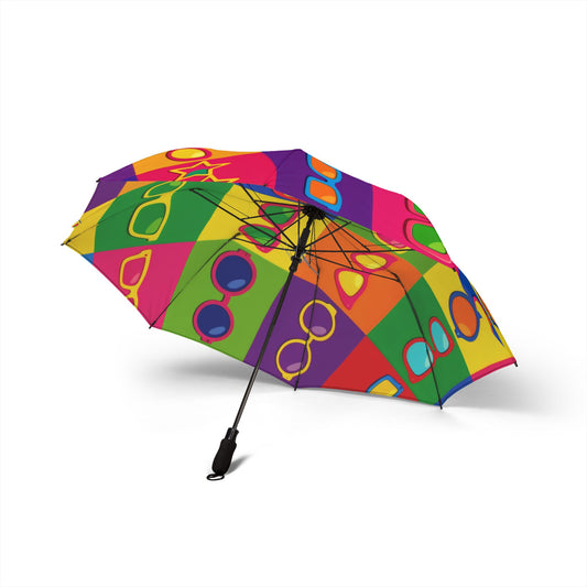 Foldable Umbrella — Colorful Pop Art Sunglasses Pattern, Compact Semi‑Automatic Travel Umbrella