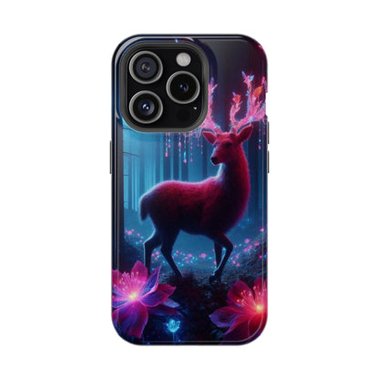 Magnetic Impact-Resistant Phone Case — Neon Fantasy Deer Forest Design