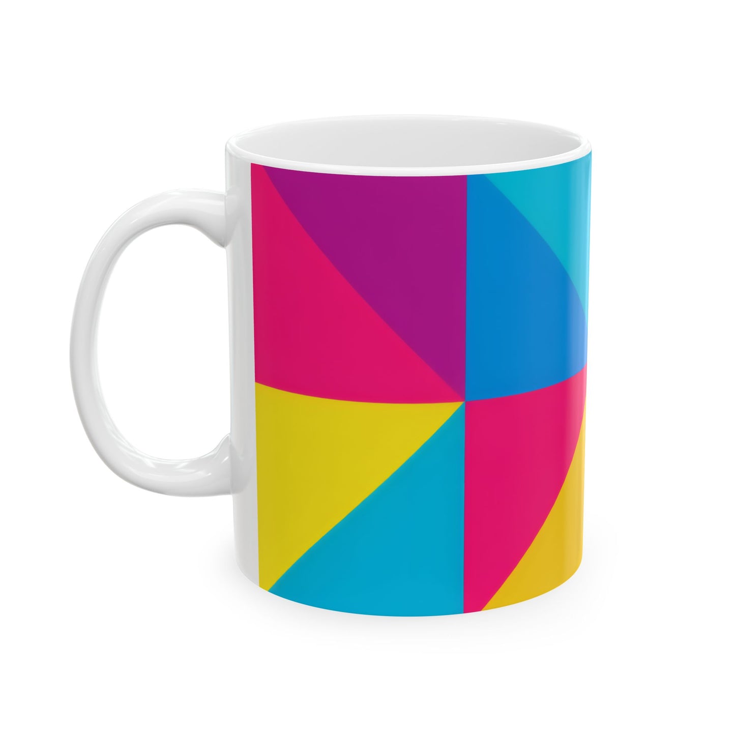 Colorblock Pinwheel Ceramic Mug | Bold Geometric Coffee Cup (11oz, 15oz)