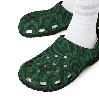 Green Paisley EVA Foam Clogs — Lightweight Slip-On Garden Shoes