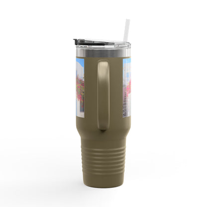 Santorini Blue Door Photo Travel Mug 40oz Insulated Tumbler