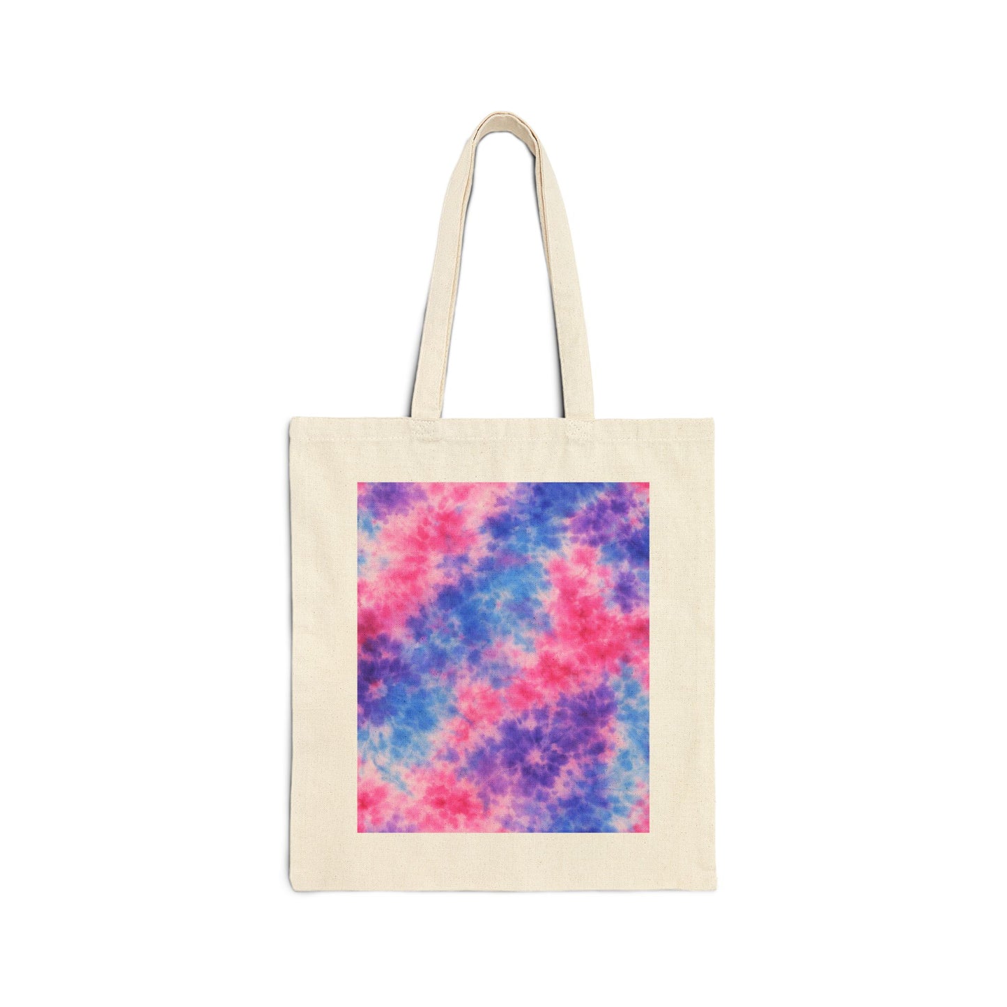 Tie-Dye Pink Blue Canvas Tote Bag — Colorful Festival Beach Market Bag