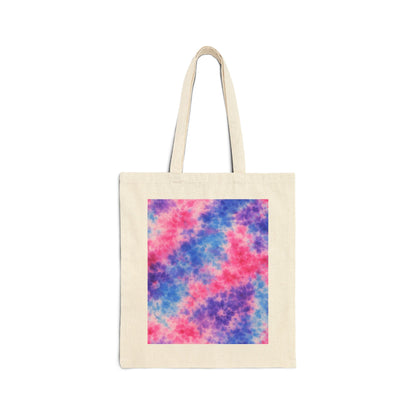 Tie-Dye Pink Blue Canvas Tote Bag — Colorful Festival Beach Market Bag