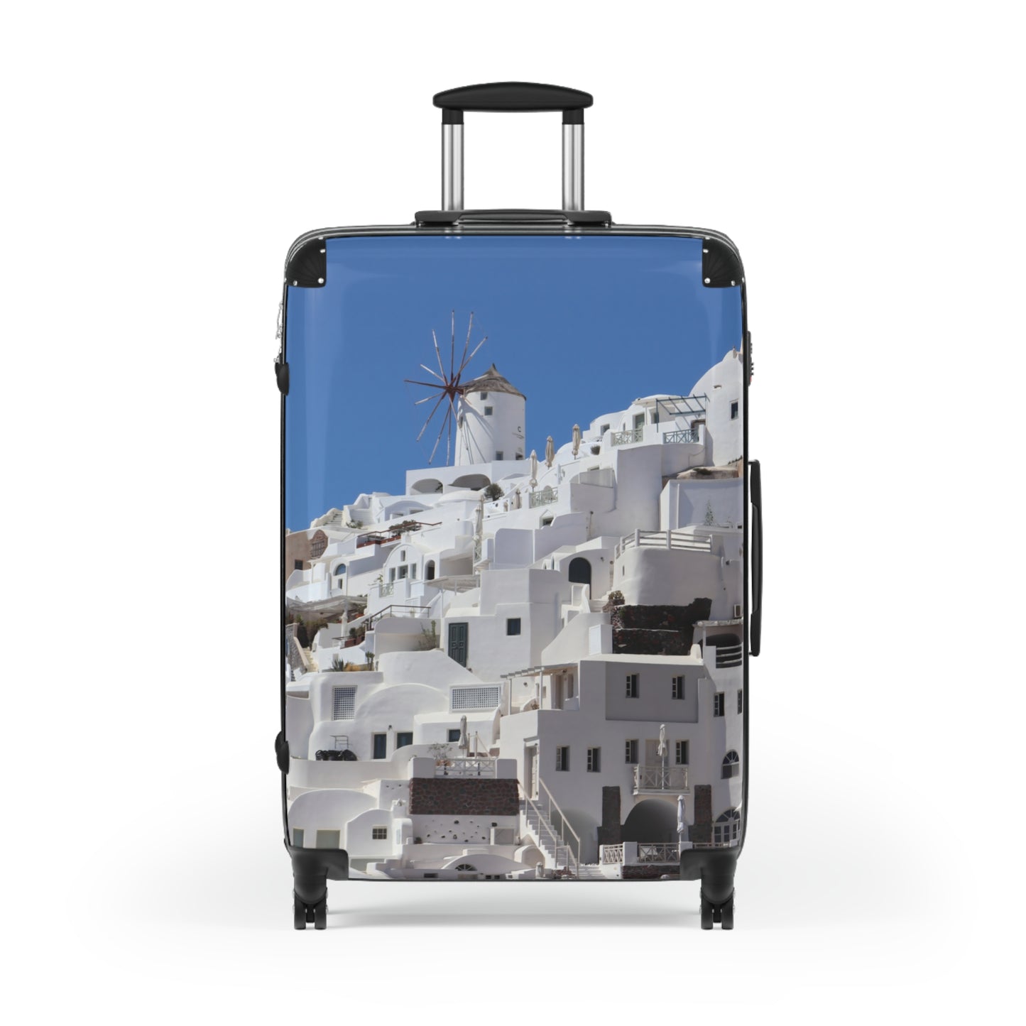 Luxury Santorini Oia Panorama Suitcase - Ghost City Edition - Aesthetic Greek Island Architecture Photography Luggage - Unique Travel Gift