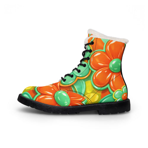 Balloon Flowers Faux Fur Winter Boots