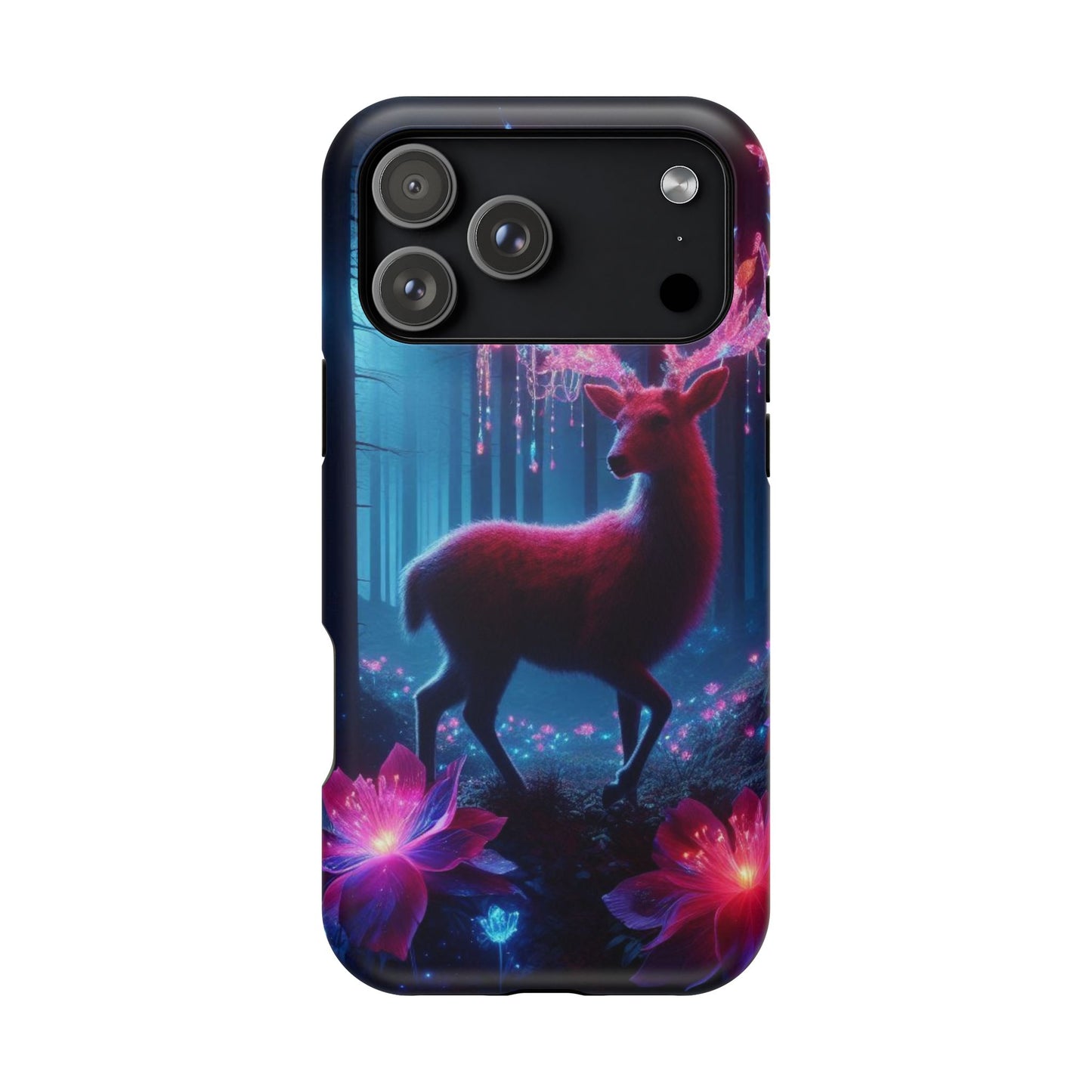 Magnetic Impact-Resistant Phone Case — Neon Fantasy Deer Forest Design