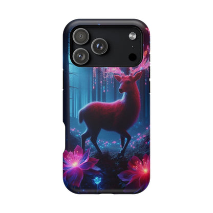 Magnetic Impact-Resistant Phone Case — Neon Fantasy Deer Forest Design