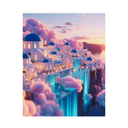 Dreamy Sunset Cloud City Matte Poster — Vertical Wall Art
