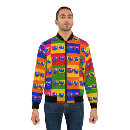 Colorful Retro Sunglasses Pattern Bomber Jacket