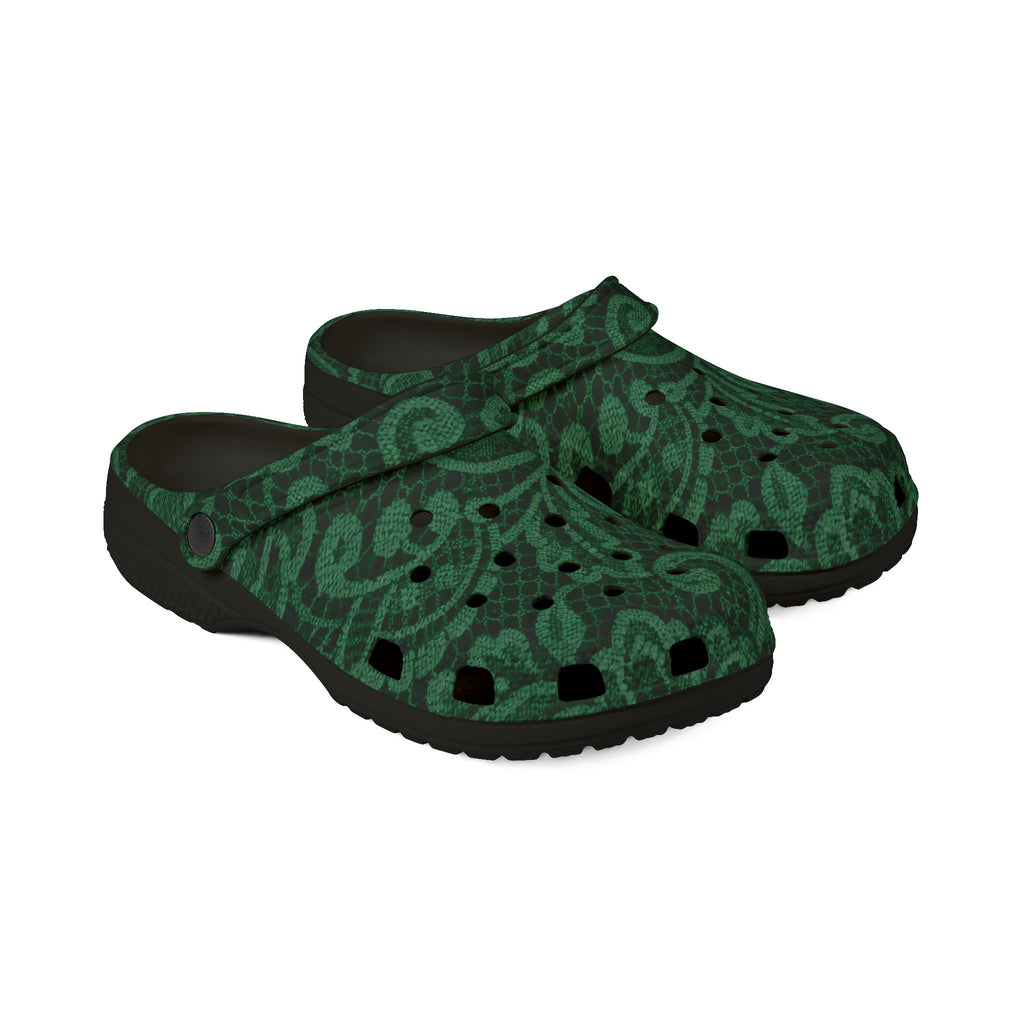 Emerald Paisley Lace Clogs
