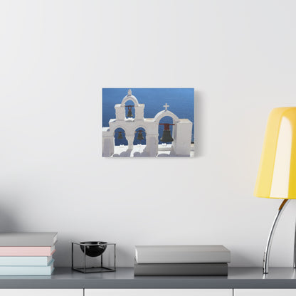 Santorini White Bell Tower Matte Canvas, Stretched 1.25"