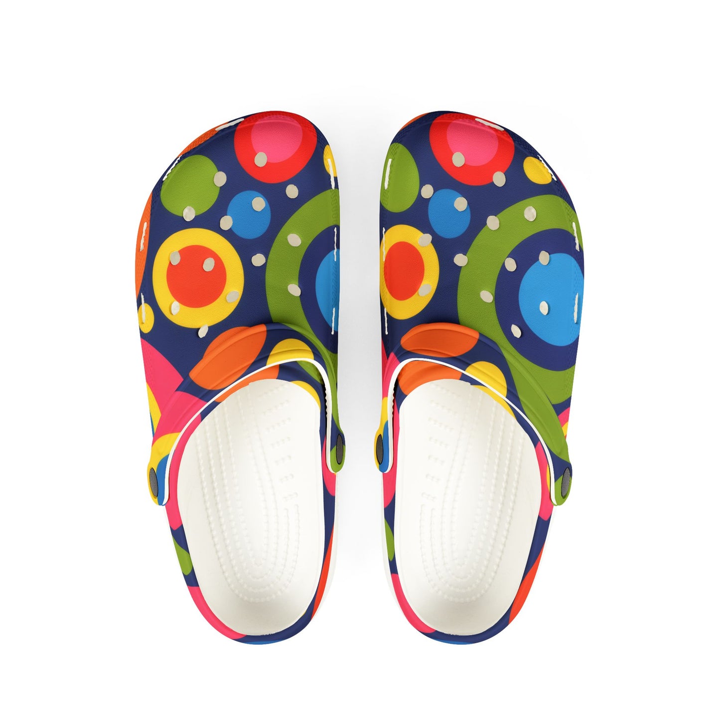 Colorful Retro Circle EVA Foam Clogs – Lightweight Slip-On Garden Shoes