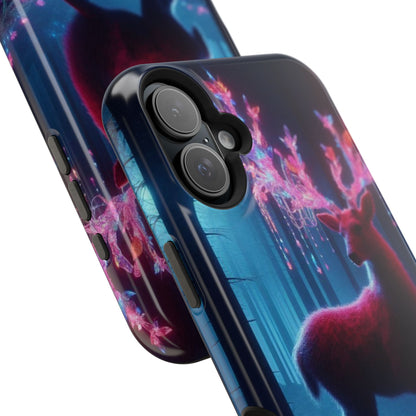 Magnetic Impact-Resistant Phone Case — Neon Fantasy Deer Forest Design