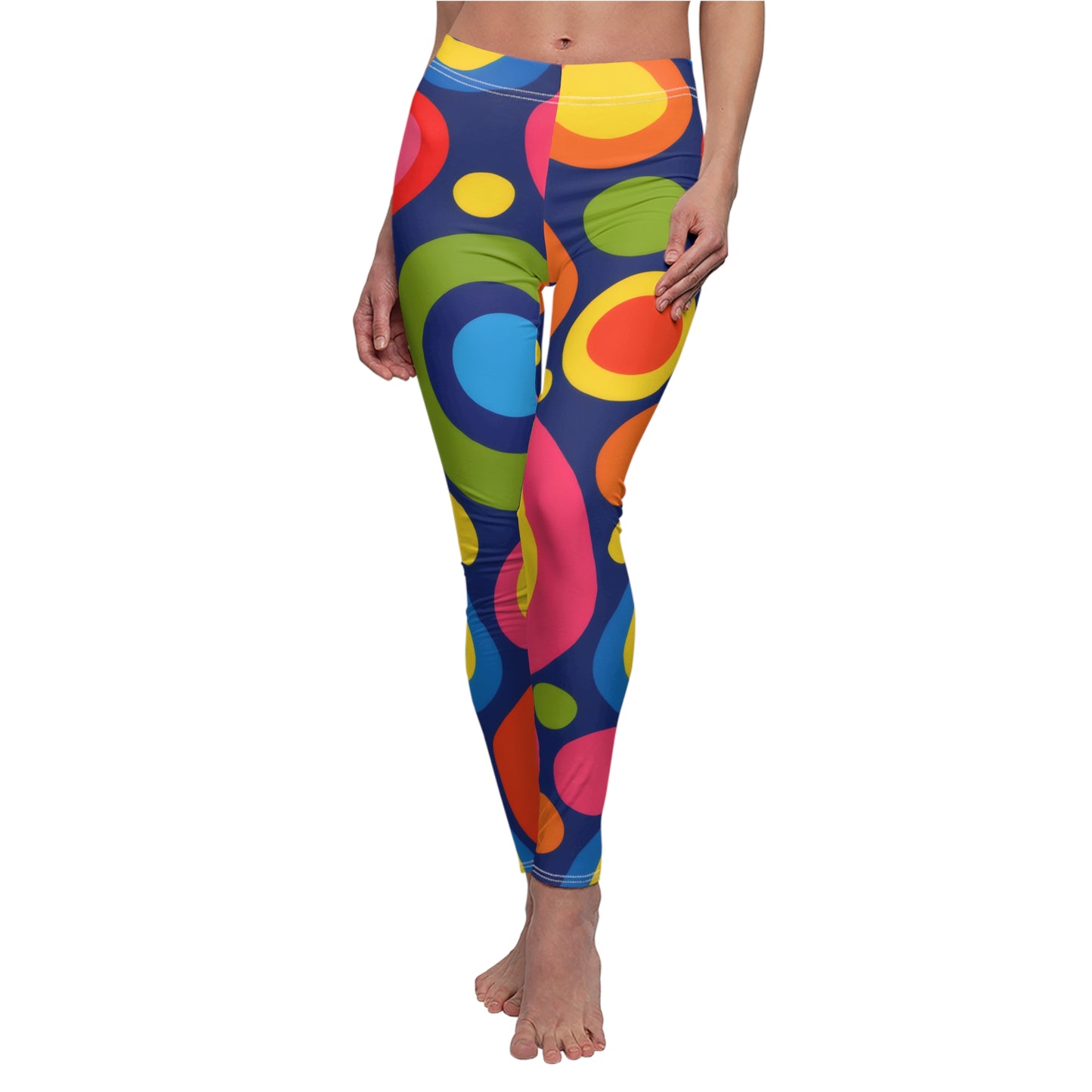Psychedelic Retro Circles Leggings — Colorful 70s-Inspired Print