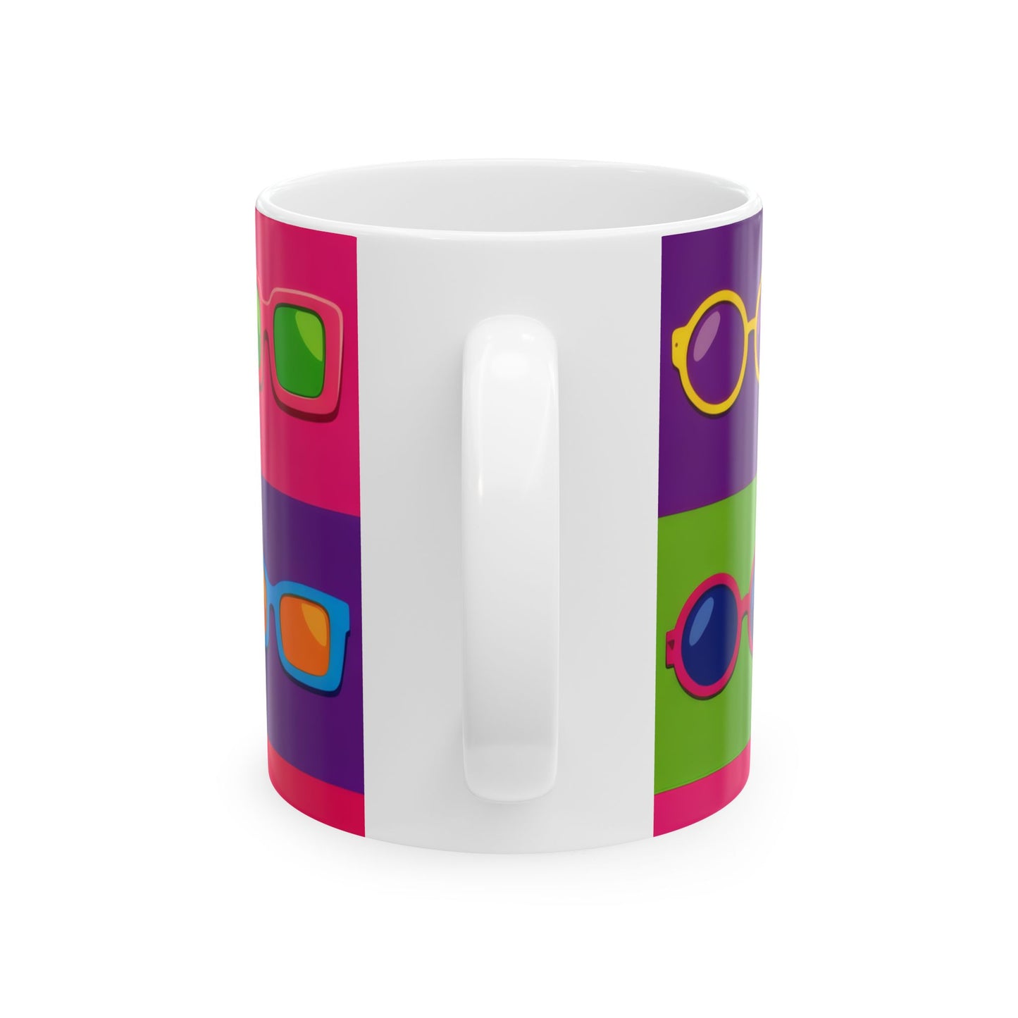 Pop Art Sunglasses Ceramic Mug | Warhol-Style Colorblock Coffee Cup (11oz, 15oz)