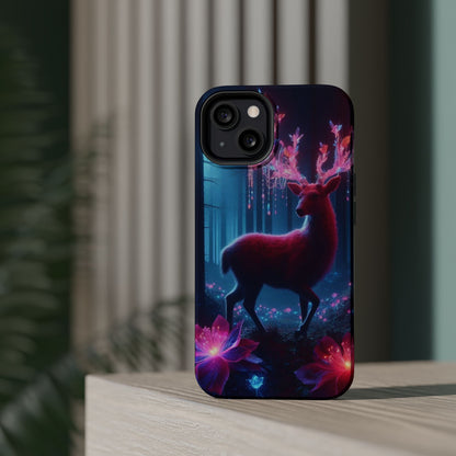 Magnetic Impact-Resistant Phone Case — Neon Fantasy Deer Forest Design