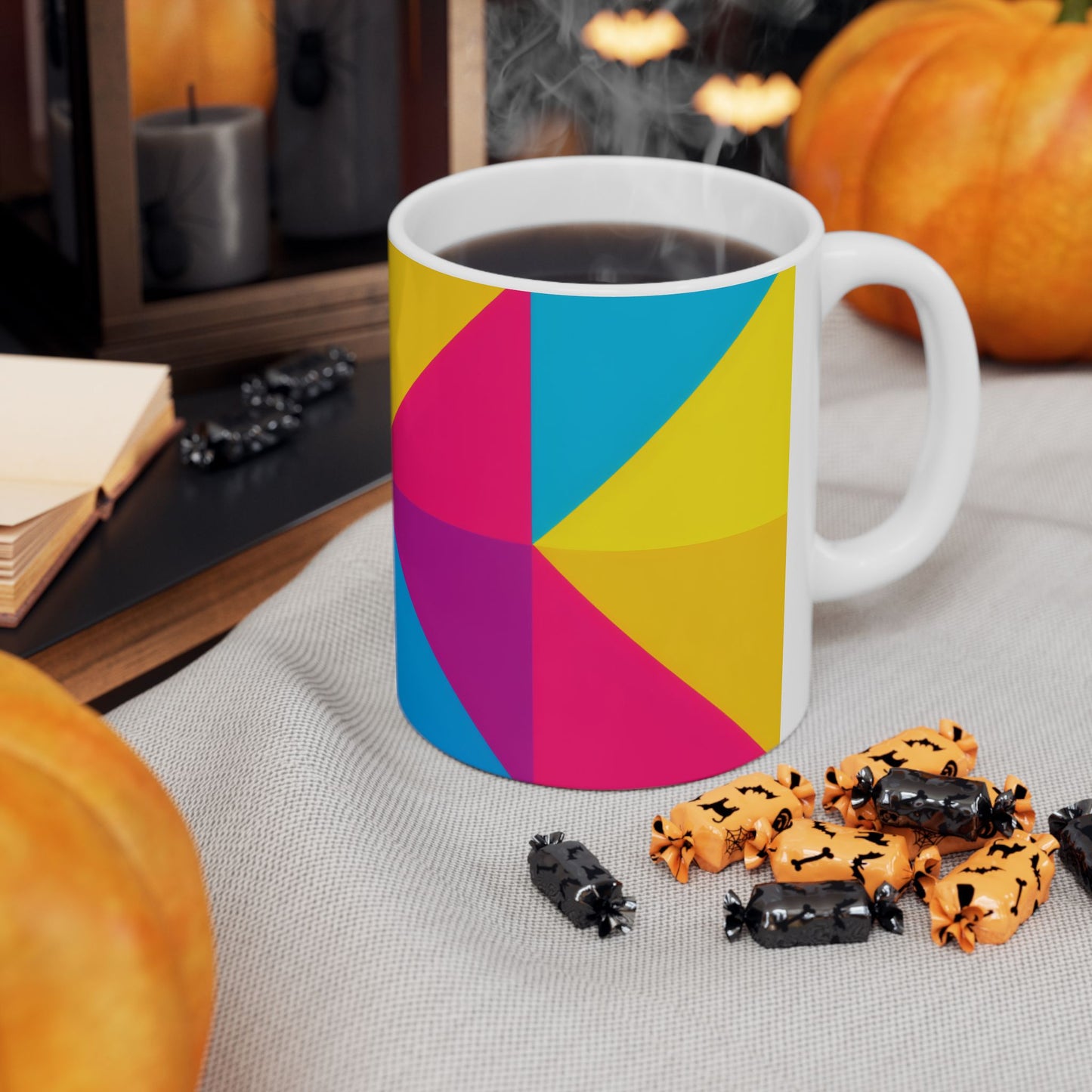 Colorblock Pinwheel Ceramic Mug | Bold Geometric Coffee Cup (11oz, 15oz)